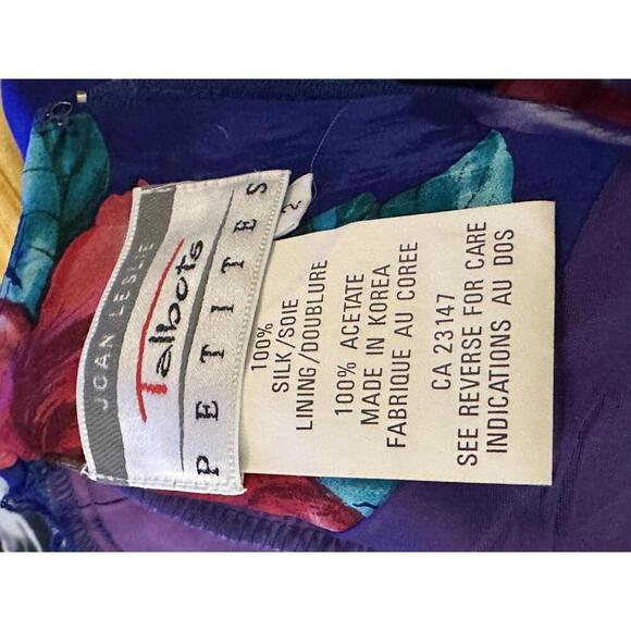 Vtg Talbots Petite Dynasty-inspired multicolored floral silk sheath dress Size 2 - Picture 9 of 9